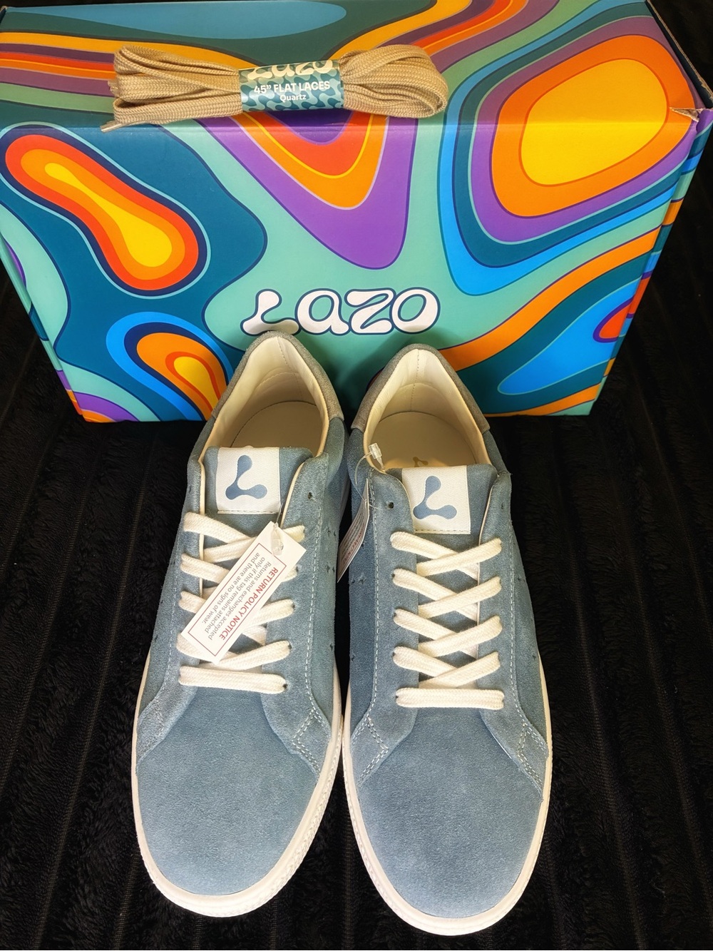 Halo Women's Light Blue Suede Sneakers with Cream Laces